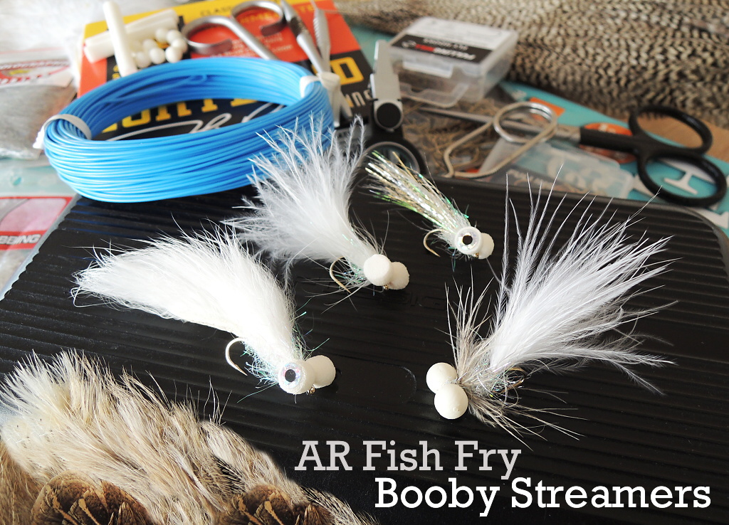 AR Fish Fry Booby Streamers! From left: Zonker Booby Streamer, Traditional Stillwater Booby Attractor, Sparkler Fish Fry Booby, Floozy Eyes Natural Booby