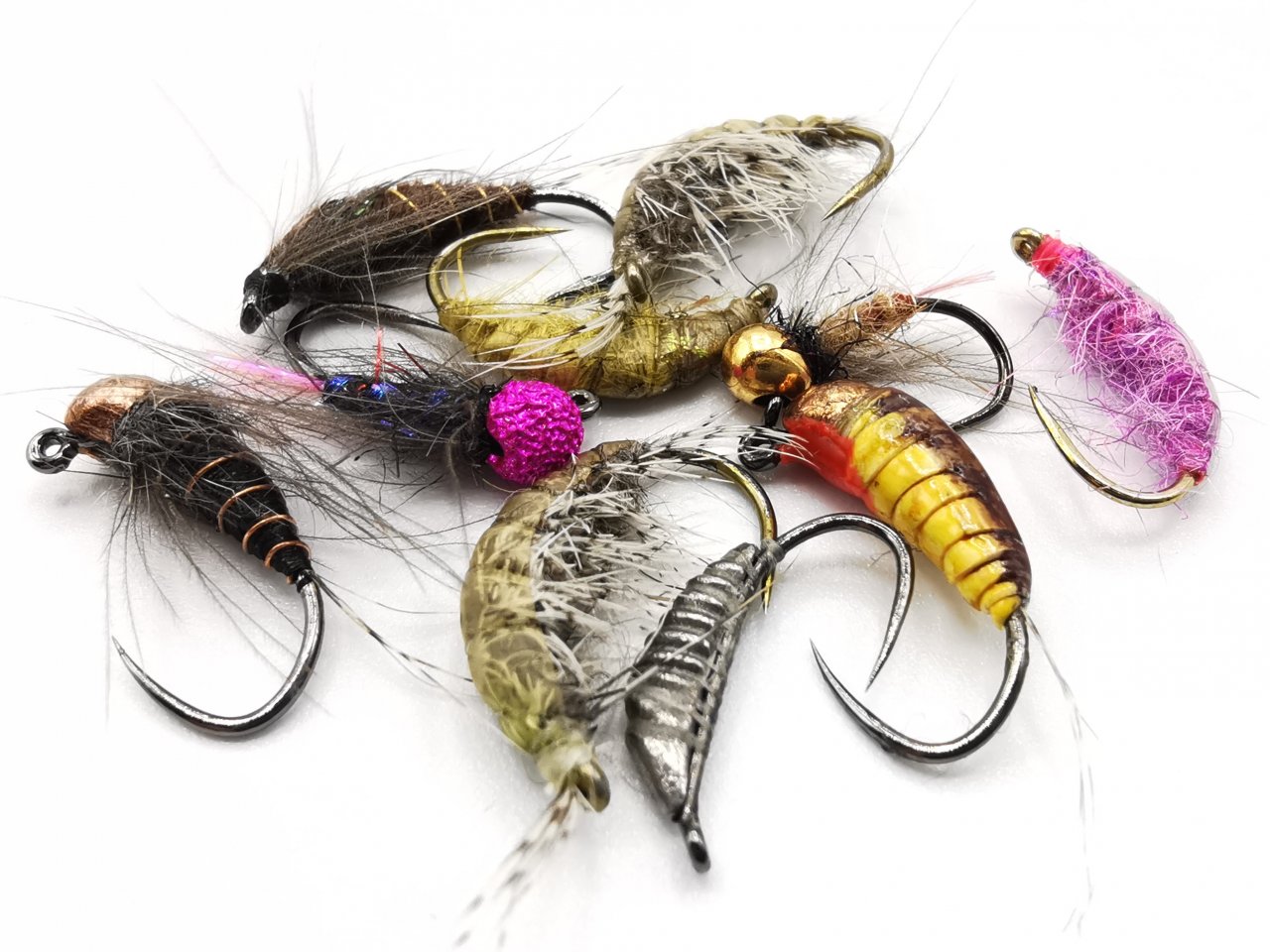 River nymphs with special tungsten weights & beads