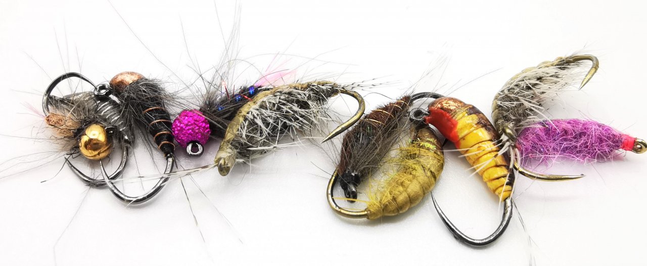 River nymphs with special tungsten weights & beads