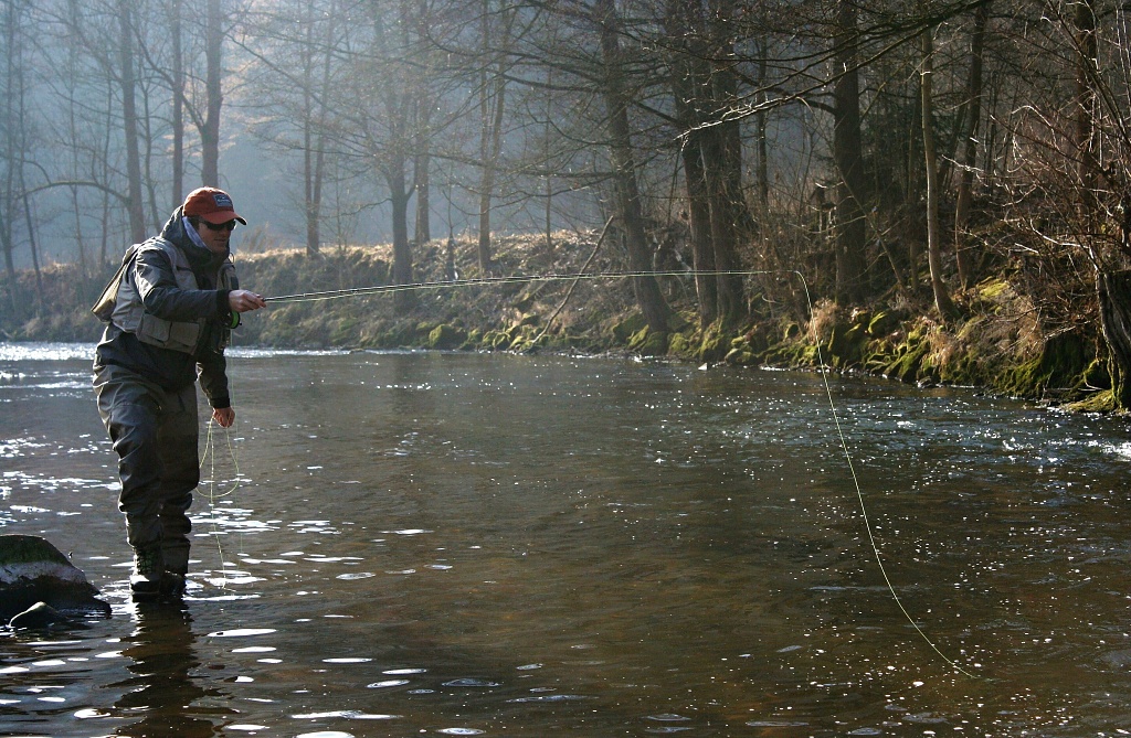 Unanympher in action on a grayling mountain stream.