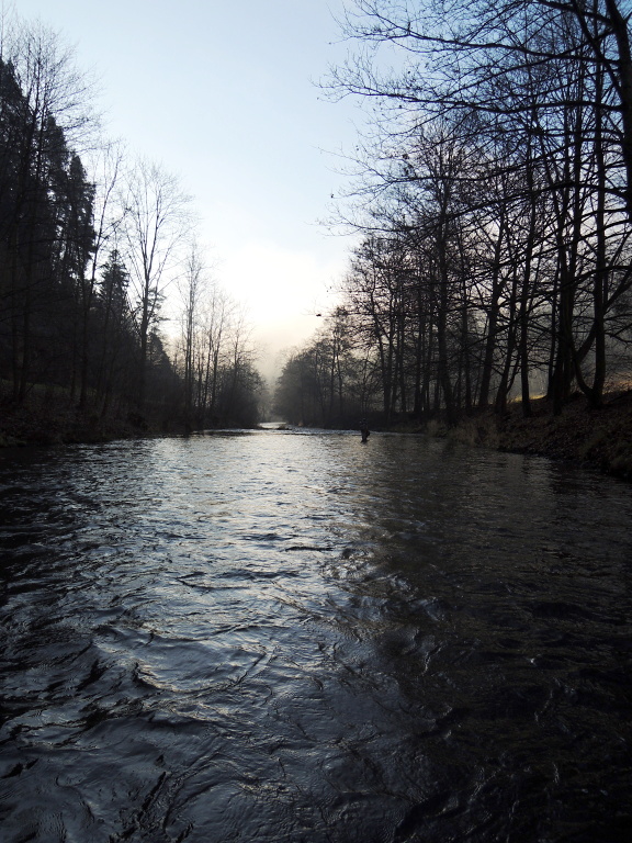 Morning on the river. In winter the fishing day is very short due to the fast sunset. But it is not a reason for you to get up and rush to the river in the early morning! It's not a competition, enjoy a relaxing day in the nature or with your friends.