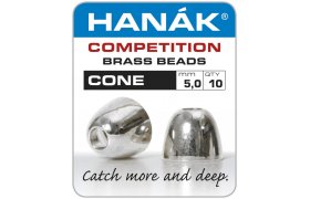 Brass Cone Heads Hank Competition CONE Silver Brass Cone Heads Hank Competition CONE Silver 5,0 mm, 10 pcs
