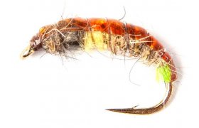 Czech Mate Hare's Ear & Amber Tungsten Bead Czech Mate Hare's Ear & Amber Tungsten Bead, Size 10