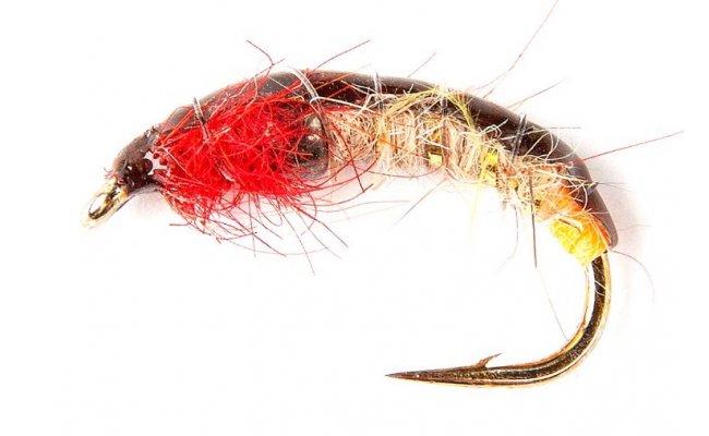 Czech Mate Hare's Ear & Red Tungsten Bead Czech Mate Hare's Ear & Red Tungsten Bead, Size 10