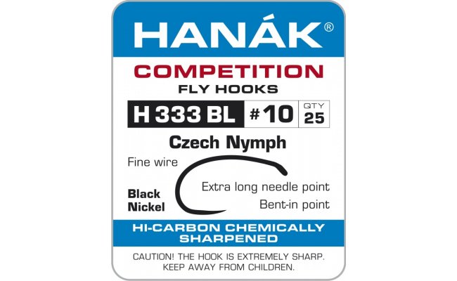Fly Tying Hook Czech Nymph Hank Competition (H333BL) Fly Tying Hook Czech Nymph Hank Competition No 8, 25 pcs (H333BL)