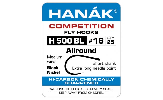 Fly Tying Hook Hanak Competition Allround (H500BL) Fly Tying Hook Hanak Competition Allround Black Nickel No 10, 25 pcs (H500BL)