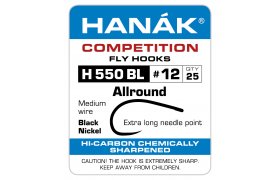 Fly Tying Hook Hanak Competition Allround Long (H550BL) Fly Tying Hook Hanak Competition Allround Long Black Nickel No 10, 25 pcs (H550BL)
