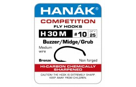 Fly Tying Hook Hanak Competition Buzzer/Midge/Grub (H30M) Fly Tying Hook Hanak Competition Buzzer/Midge/Grub Bronze No 8, 25 pcs (H30M)