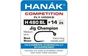Fly Tying Hook Hanak Competition Jig ... Fly Tying Hook Hanak Competition Jig Champion Black Nickel No 6, 25 pcs (H480BL)