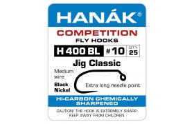 Fly Tying Hook Hanak Competition Jig ... Fly Tying Hook Hanak Competition Jig Classic Black Nickel No 10, 25 pcs (H400BL)