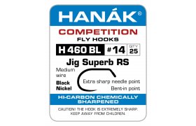 Fly Tying Hook Hank Competition Jig Superb RS (H460BL) Fly Tying Hook Hanak Competition Jig Superb RS Black Nickel No 14, 25 pcs (H460BL)
