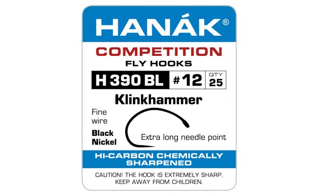 Fly Tying Hook Hanak Competition Klinkhammer (H390BL) Fly Tying Hook Hanak Competition Klinkhammer Black Nickel No 12, 25 pcs (H390BL)