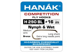 Fly Tying Hook Hanak Competition Nymph and Wet (H290BL) Fly Tying Hook Hanak Competition Nymph and Wet Bronze No 8, 25 pcs (H290BL)