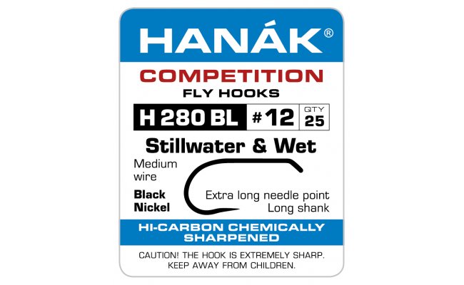 Fly Tying Hook Hanak Competition Stillwater & Wet (H280BL) Fly Tying Hook Hanak Competition Stillwater & Wet Black Nickel No 8, 25 pcs (H280BL)