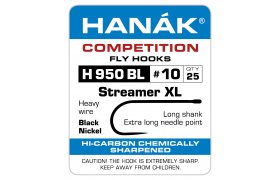 Fly Tying Hook Hanak Competition Streamer Extra (H950BL) Fly Tying Hook Hanak Competition Streamer Extra Black Nickel No 6, 25 pcs (H950BL)