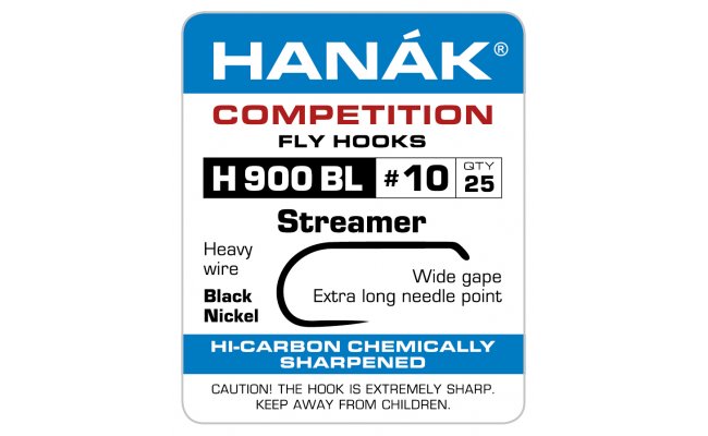 Fly Tying Hook Hanak Competition Streamer (H900BL) Fly Tying Hook Hanak Competition Streamer Black Nickel No 6, 25 pcs (H900BL)