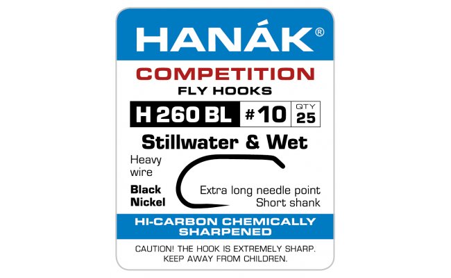 Fly Tying Hook Hanak Competition Wet (H260BL)  Fly Tying Hook Hanak Competition Wet Black Nickel No 8, 25 pcs (H260BL)