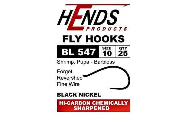 Fly Tying Hook Hends Caddis Pupa, Shrimp, Buzzer (BL547) Fly Tying Hook Hends Caddis Pupa, Shrimp, Buzzer (BL547), No 10, 25 pcs