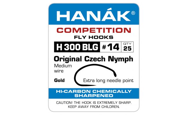 Hanak Competition Czech Nymph Hook Gold HC Czech Nymph Hook Gold No 10, 50 pcs (H300BLG)