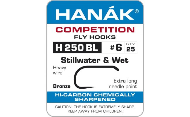Fly Tying Hook Hanak Competition Stillwater & Wet (H250BL) HC Stillwater & Wet Hook - Bronze No 10, 25 pcs (H250BL)