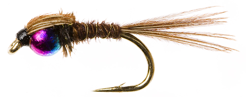12 Artflies Bead Thorax Pheasant Tail Nymph Flies #12-14-16-18 Red Brown 