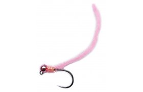 Micro-Chenille Worm Metallic Pink Head Light Pink Jig Micro-Chenille Worm Metallic Pink Head Light Pink Jig, Size 14