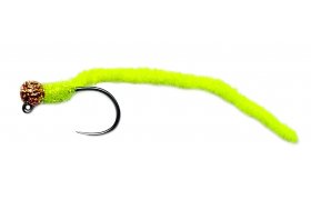 Micro-Chenille Worm Sunny Orange Head Chartreuse Jig Micro-Chenille Worm Sunny Orange Head Chartreuse Jig, Size 14
