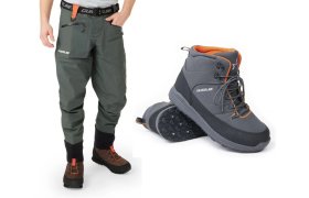 SET Waders Guideline Laxa Waist + Wading Boots Laxa Rubber Sole SET Waders Guideline Laxa Waist + Wading Boots Laxa Rubber Sole