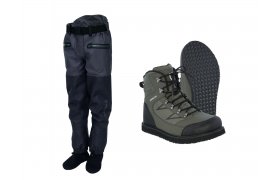 SET Waders Kinetic X5 Waist + Wading Boots X4 Rubber Sole SET Waders Kinetic X5 Waist + Wading Boots X4 Rubber Sole
