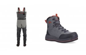 SET Waders Simms Freestone Stockingfoot Smoke + Wading Boots Felt  SSET Waders Simms Freestone Stockingfoot Smoke + Wading Boots Felt 