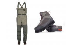 SET Waders Simms Tributary Stockingfoot Basalt+Wading Boots Felt  SET Waders Simms Tributary Stockingfoot Basalt+Wading Boots Felt