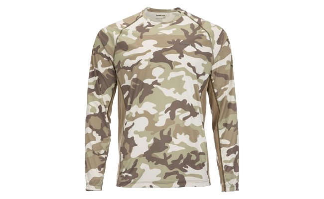 SolarFlex Crewneck Prints Simms Woodland Camo Sandbar SolarFlex Crewneck Prints Simms Woodland Camo Sandbar S
