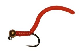 Squirmy Wormy Brown Head Hot Red Jig Squirmy Wormy Brown Head Hot Red Jig, Size 12