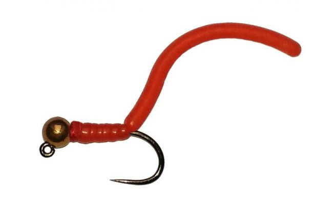 Squirmy Wormy Brown Head Hot Red Jig Squirmy Wormy Brown Head Hot Red Jig, Size 12