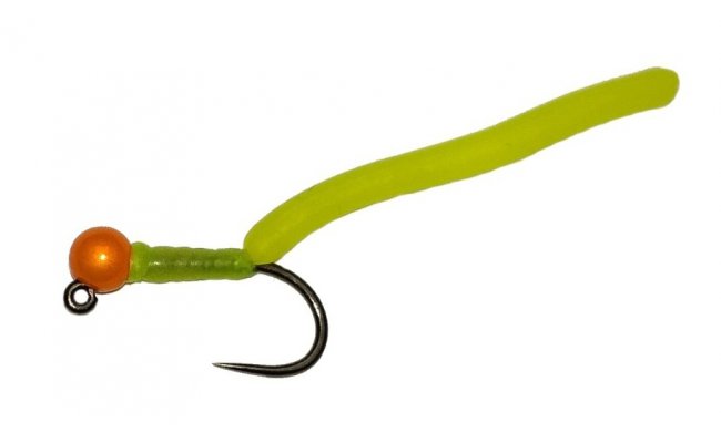 Squirmy Wormy Orange Head Chartreuse Glow Jig Squirmy Wormy Orange Head Chartreuse Glow Jig, Size 12