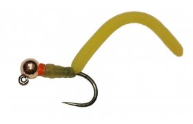 Squirmy Wormy Pink Gold Head Tan Noodle ... Squirmy Wormy Pink Gold Head Tan Noodle Jig, Size 12