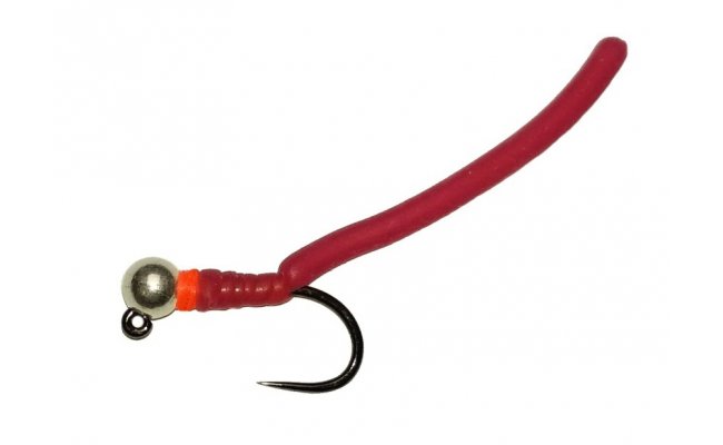 Squirmy Wormy Silver Head Deep Red Jig Squirmy Wormy Silver Head Deep Red Jig, Size 12