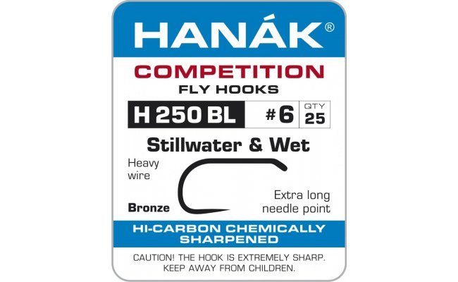 Fly Tying Hook Hanak Competition Stillwater & Wet (H250BL) HC Stillwater & Wet Hook - Bronze No 6, 25 pcs (H250BL)