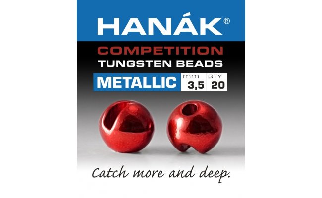 Tungsten Beads Hanak Competition Metallic+ Red Tungsten Beads Hanak Competition Metallic+ Red 2,0 mm, 20 pcs
