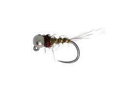 Tungsten Jig Beige Hare Golden Ribbed & Silver Tungsten Jig Beige Hare Golden Ribbed & Silver, Size 14