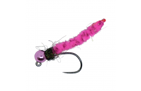 Tungsten Jig MOP Fly Pink Body Peacock & Metallic Pink Tungsten Jig MOP Fly Pink Body Peacock & Metallic Pink, Size 14