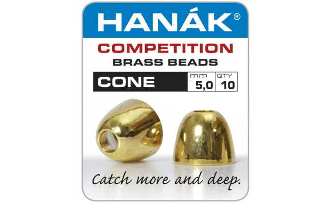 Brass Cone Heads Hank Competition CONE Gold Brass Cone Heads Hank Competition CONE Gold 5,0 mm, 10 pcs