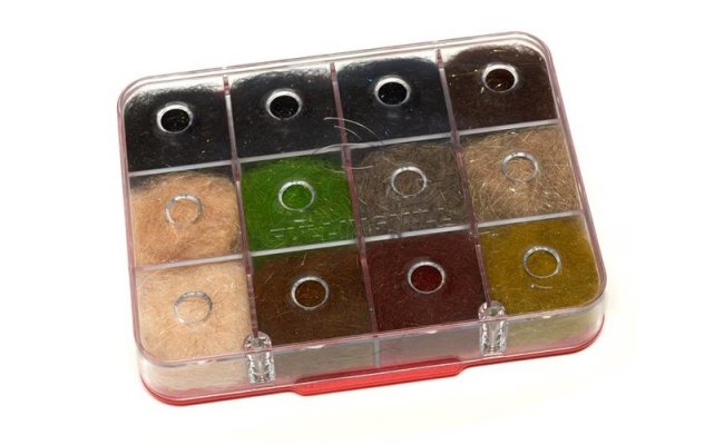 Dubbing Box Fulling Mill Euro Nymph Flash Dubbing Selection Dubbing Box Fulling Mill Euro Nymph Flash Dubbing Selection - Mix 12 Colors
