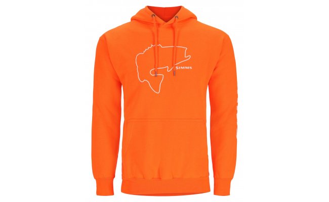 Fishing Hoody Simms Bass Outline Neon Orange Fishing Hoody Simms Bass Outline Neon Orange S
