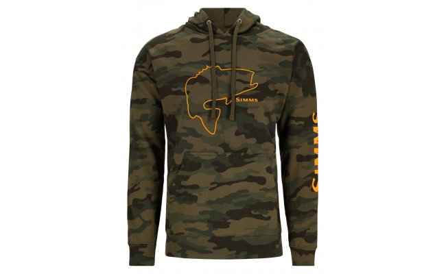 Fishing Hoody Simms Bass Outline Woodland Camo Fishing Hoody Simms Bass Outline Woodland Camo S