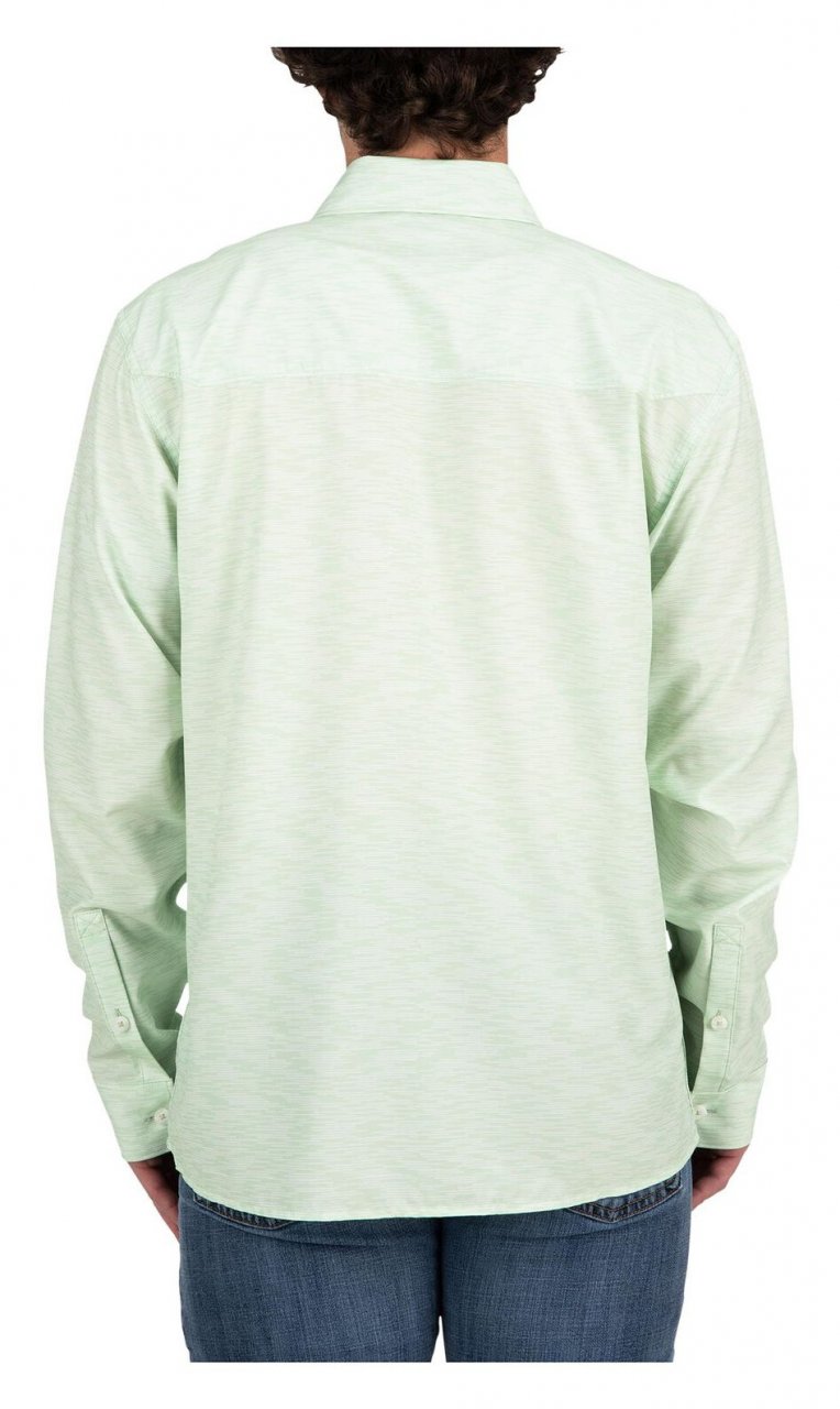 Fishing Shirt Simms Double Haul Light Green Texture Wave Print