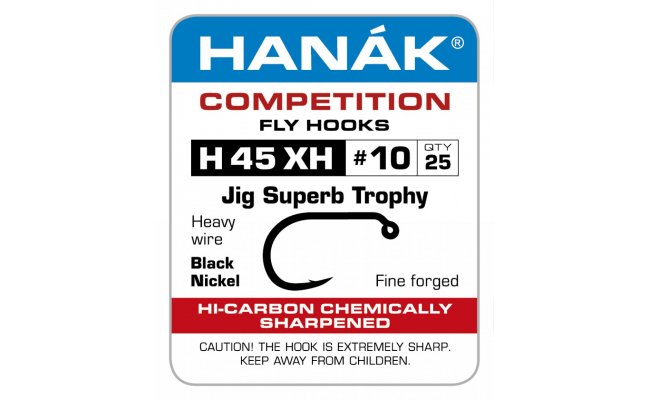 Fly Tying Hook Hanak Competition Jig Super Trophy (H45XH) Fly Tying Hook Hanak Competition Jig Super Trophy Bronze No 10, 25 pcs (H45XH)