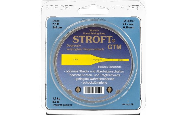Nylon Tapered Leader Stroft GTM Fly 2,40 m Nylon Tapered Leader Stroft GTM Fly 2,40 m, 0,20 - 0,54 mm
