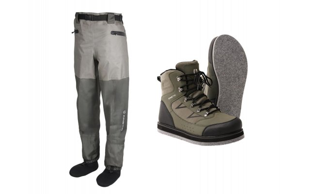 SET Waders Kinetic X4 Waist + Wading Boots X4 Felt Sole SET Waders Kinetic X4 Waist + Wading Boots X4 Felt Sole