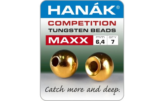 Tungsten Beads Hanak Competition MAXX Gold Tungsten Beads Hanak Competition MAXX Gold 6,4 mm, 7 pcs